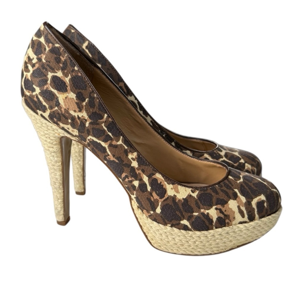 Nine West Guendao Leopard Espadrille Platform Pumps High Heel Women’s Size 9 M - Picture 2 of 13